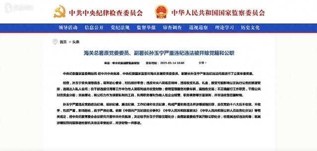 震惊！海关总署原副署长孙玉宁被双开，背后竟隐藏如此惊人内幕！_解释定义